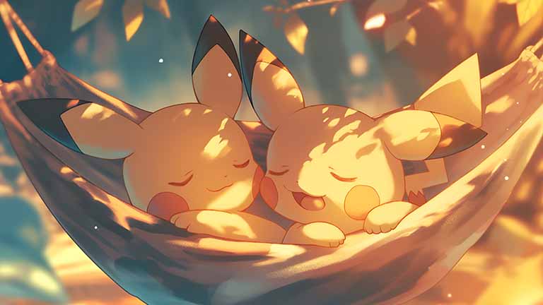pokemon two pikachu hammock nap desktop wallpaper cover