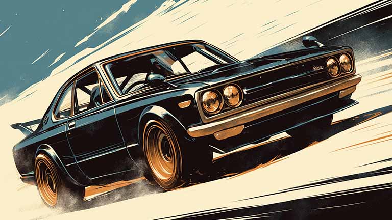 retro jdm car drift king desktop wallpaper cover
