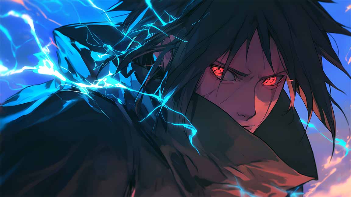 sasuke uchiha chidori lightning desktop wallpaper cover