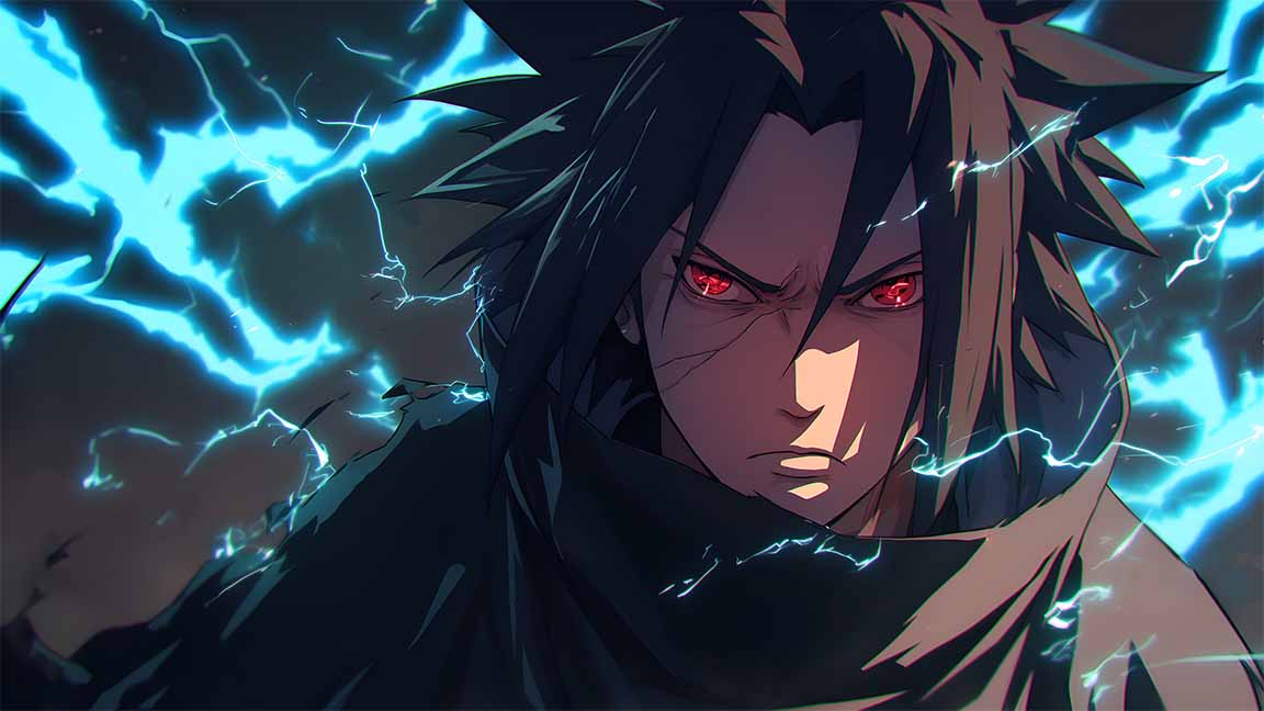 sasuke uchiha chidori lightning eyes anime desktop wallpaper cover