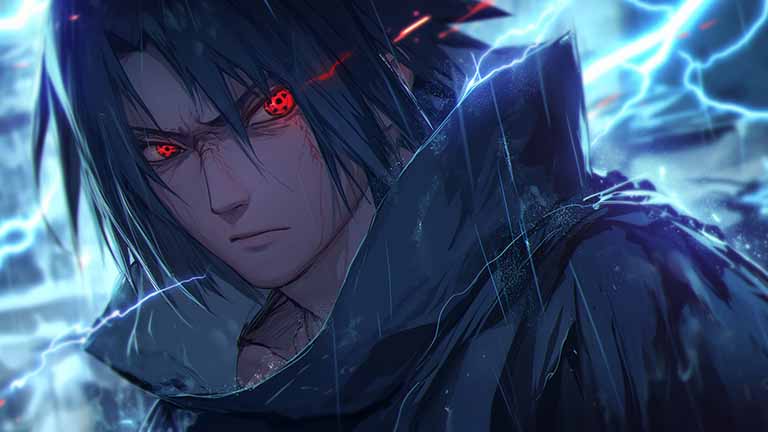 sasuke uchiha lightning desktop wallpaper cover