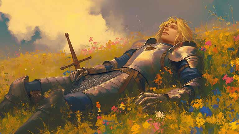 serene knight scene desktop wallpaper cover