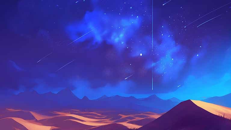 shooting stars desert landscape desktop wallpaper cover