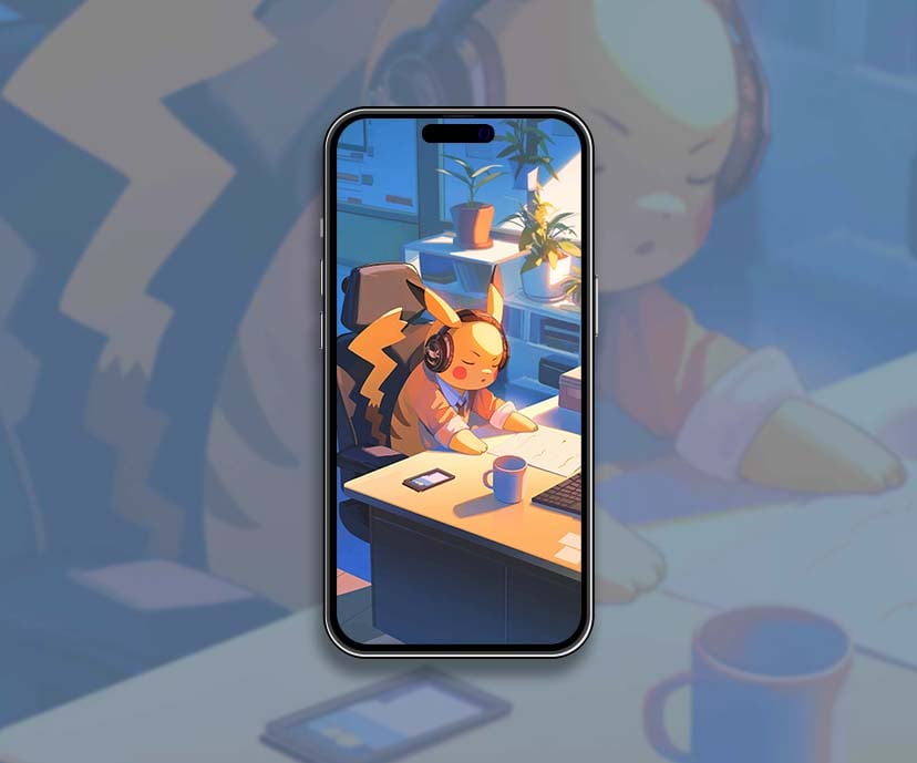 sleepy pikachu charming desk coffee cup wallpapers collection