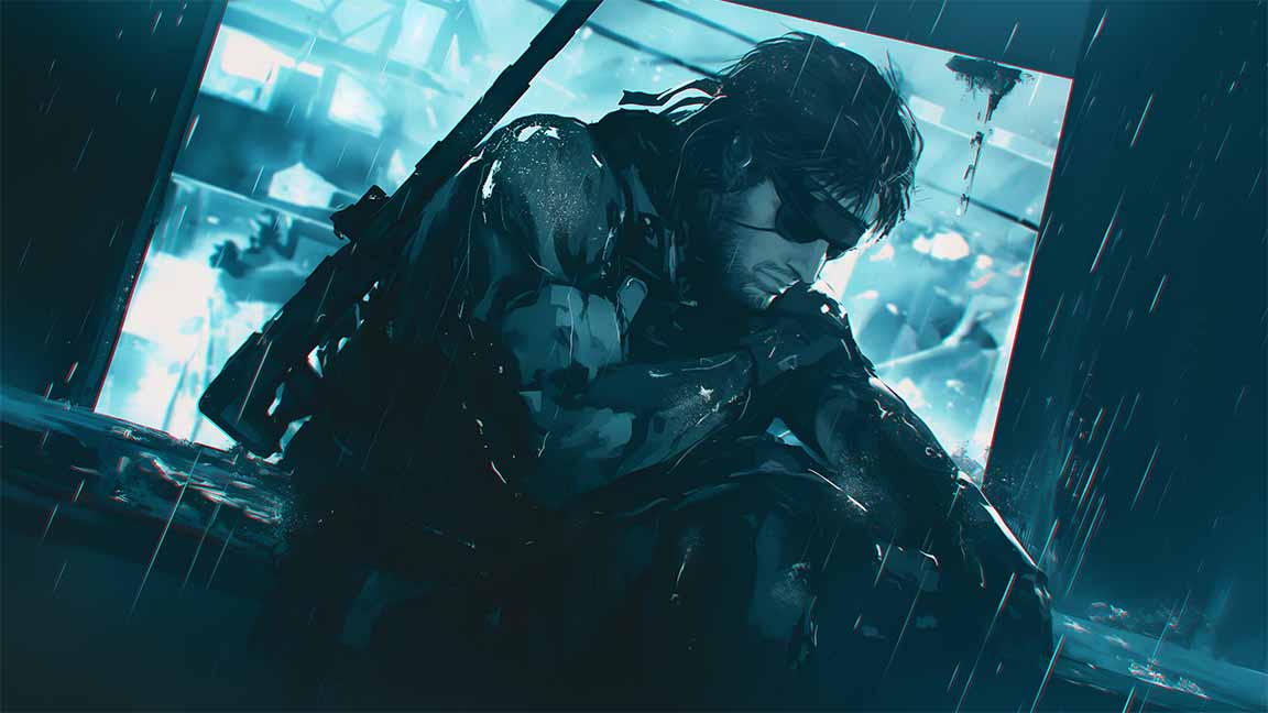 solid snake rainy stealth blue shadow desktop wallpaper cover