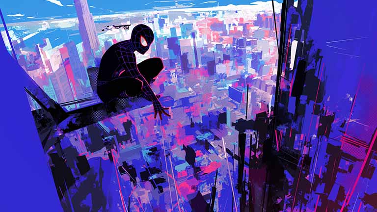 spider man glitched dark city desktop wallpaper cover