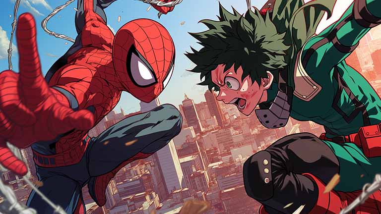 spider man izuku midoriya team up desktop wallpaper cover