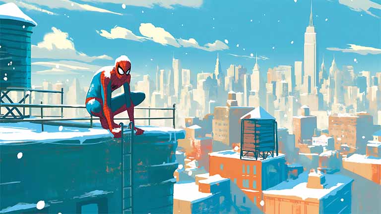 spiderman snowy city comix pc wallpaper cover