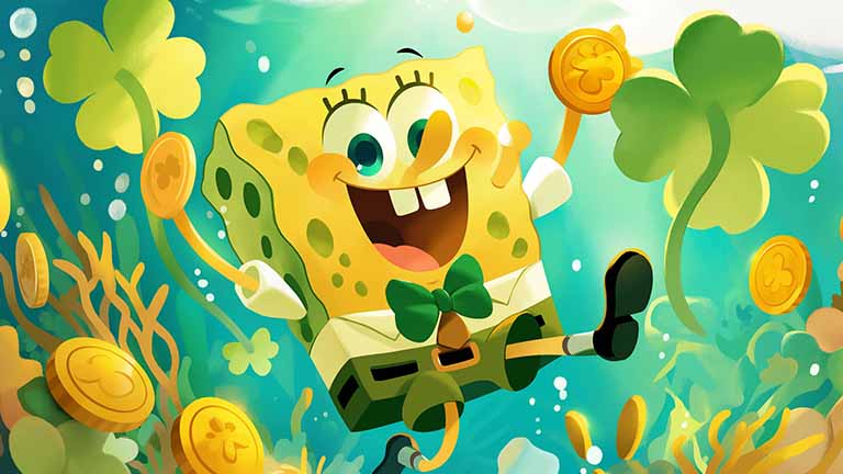 spongebob clover coins desktop wallpaper cover