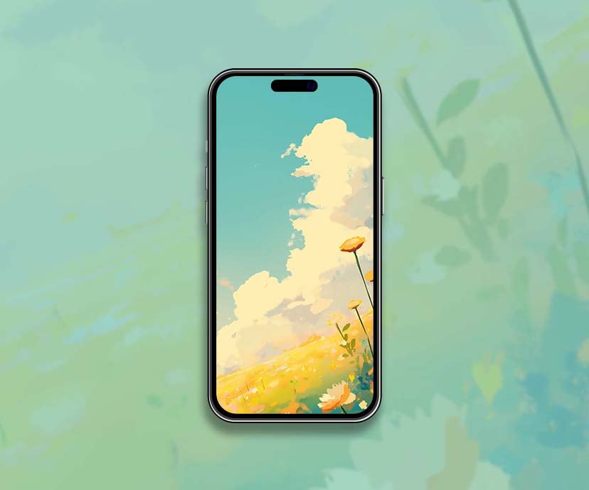 sunny yellow meadow flowers blue sky wallpapers collection