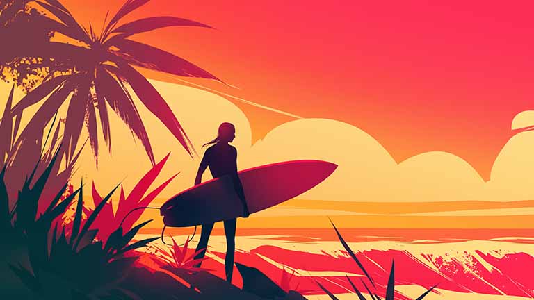 surfer sunset beach desktop wallpaper cover