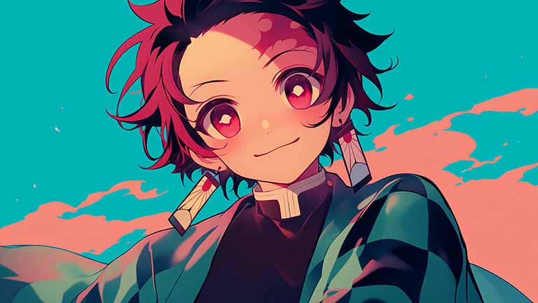 tanjiro anime portrait desktop wallpaper cover