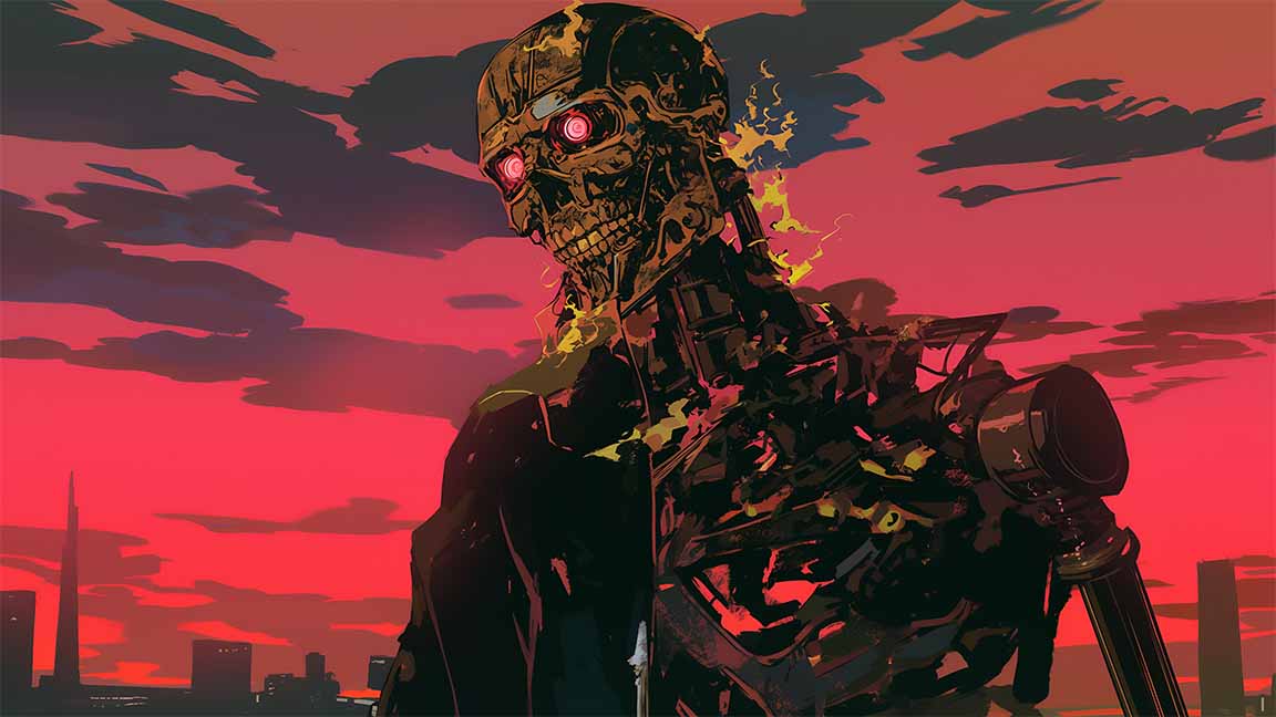 terminator glitch art desktop wallpaper cover
