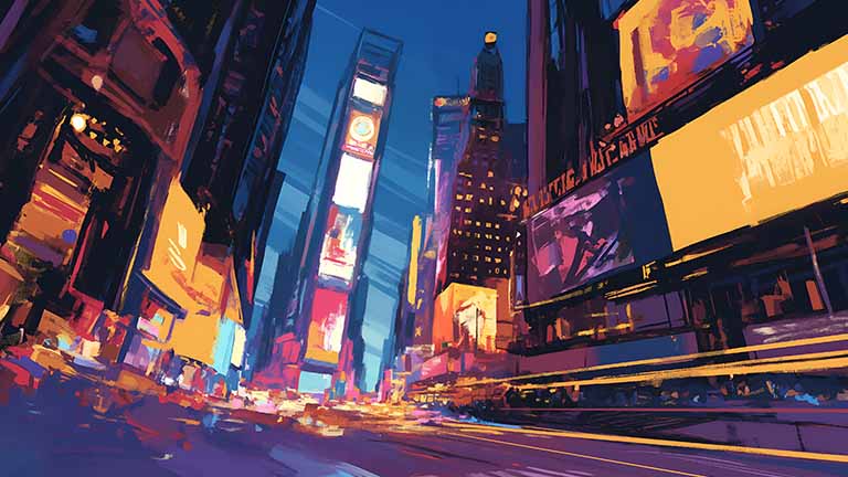 times square night bright billboards desktop wallpaper cover