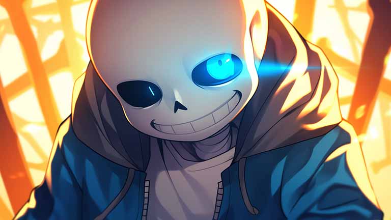 undertale sans glowing eye desktop wallpaper cover