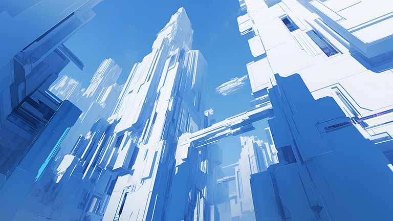 urban future glowing city desktop wallpaper cover