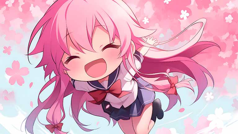 yuno gasai chibi anime cute wallpaper cover