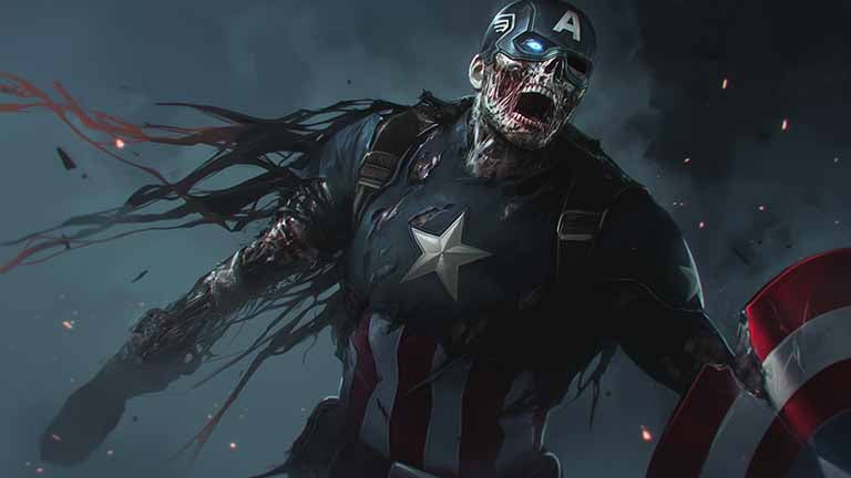 zombie captain america attack desktop wallpaper cover