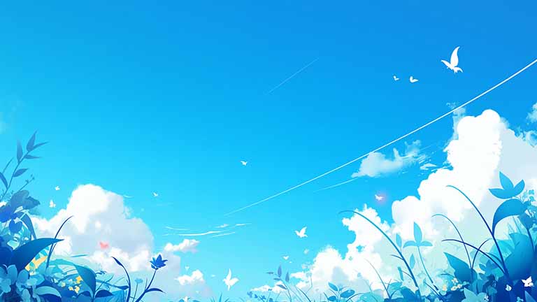 anime nature sky and grass desktop wallpaper cover