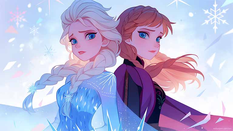 anna elsa winter glow aesthetic desktop wallpaper cover