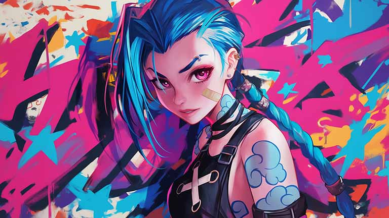 arcane jinx mischievous look desktop wallpaper cover
