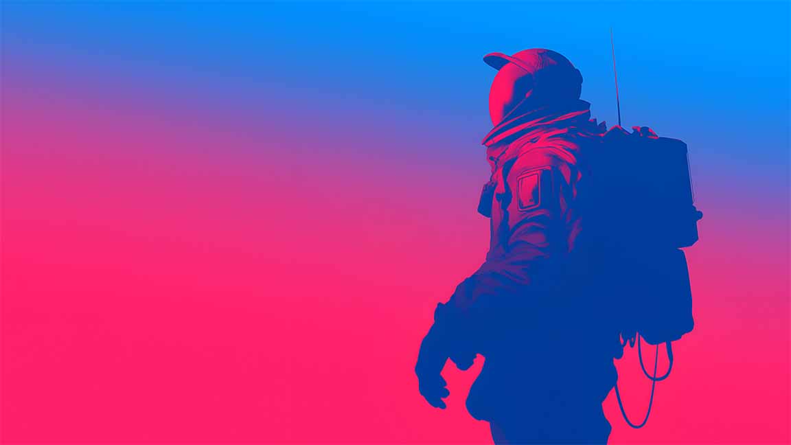 astronaut gradient pink blue minimal art desktop wallpaper cover
