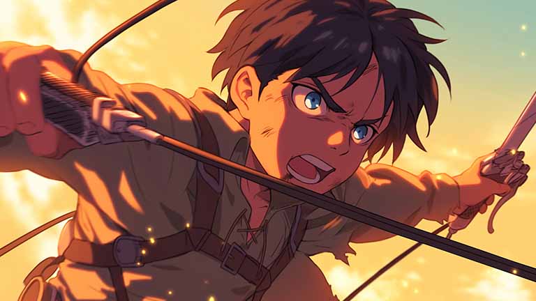 attack on titan eren yeager maneuvering gear desktop wallpaper cover