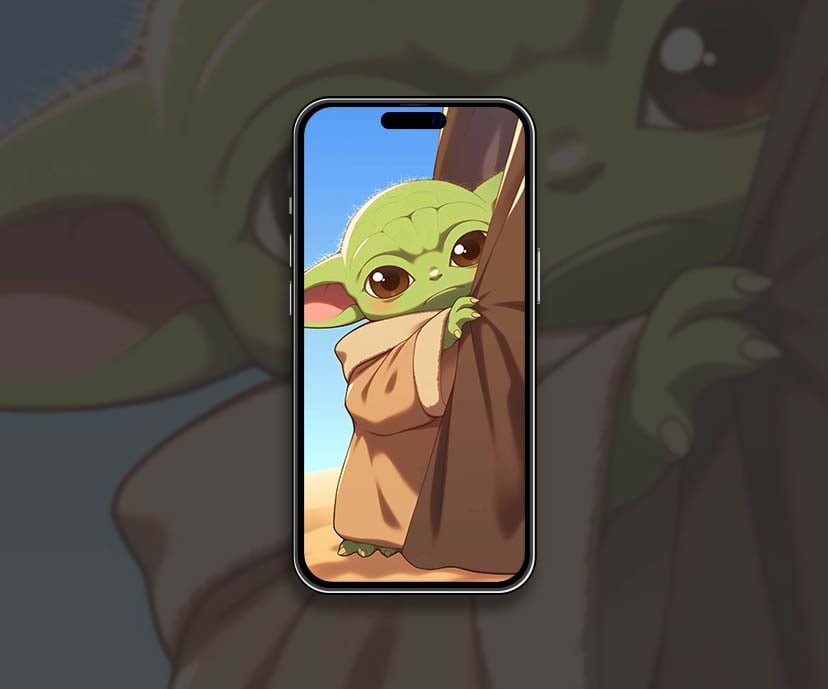 baby yoda peeking blue sky wallpapers collection