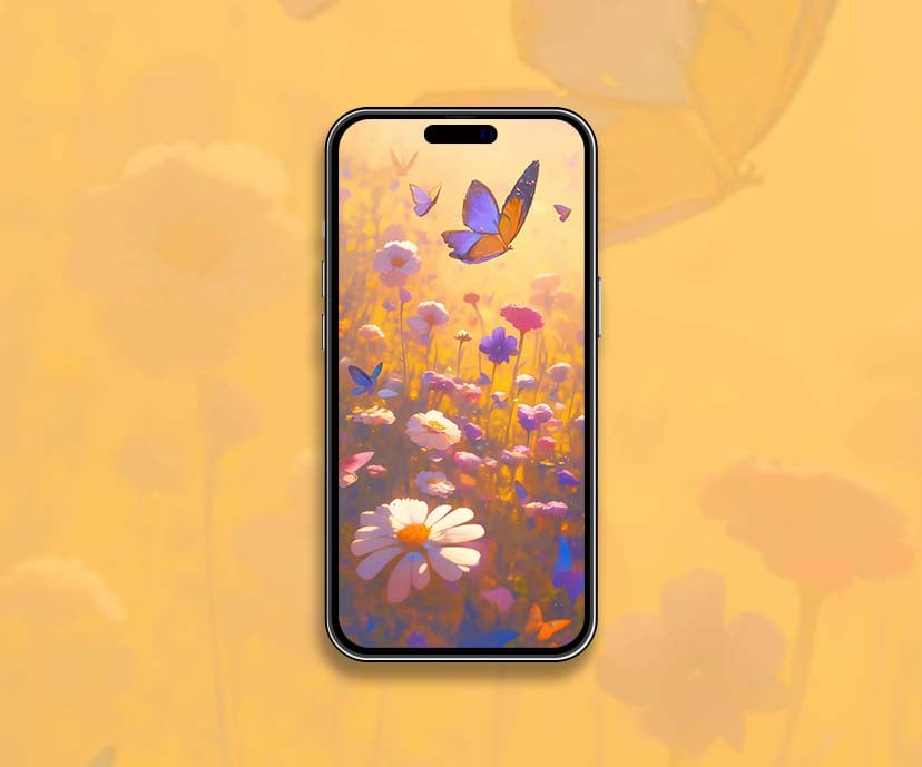 butterfly meadow sunset flowers artistic wallpapers collection