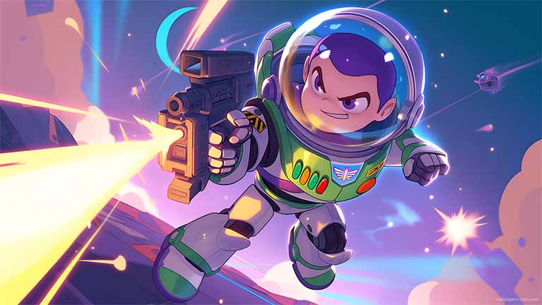 buzz lightyear cute blasting action desktop wallpaper cover