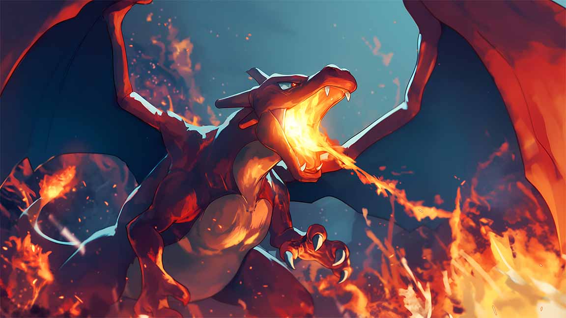 charizard fire breath dark battlefield desktop wallpaper cover