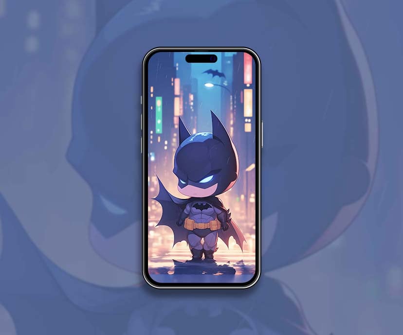 chibi batman city lights cartoon wallpapers collection