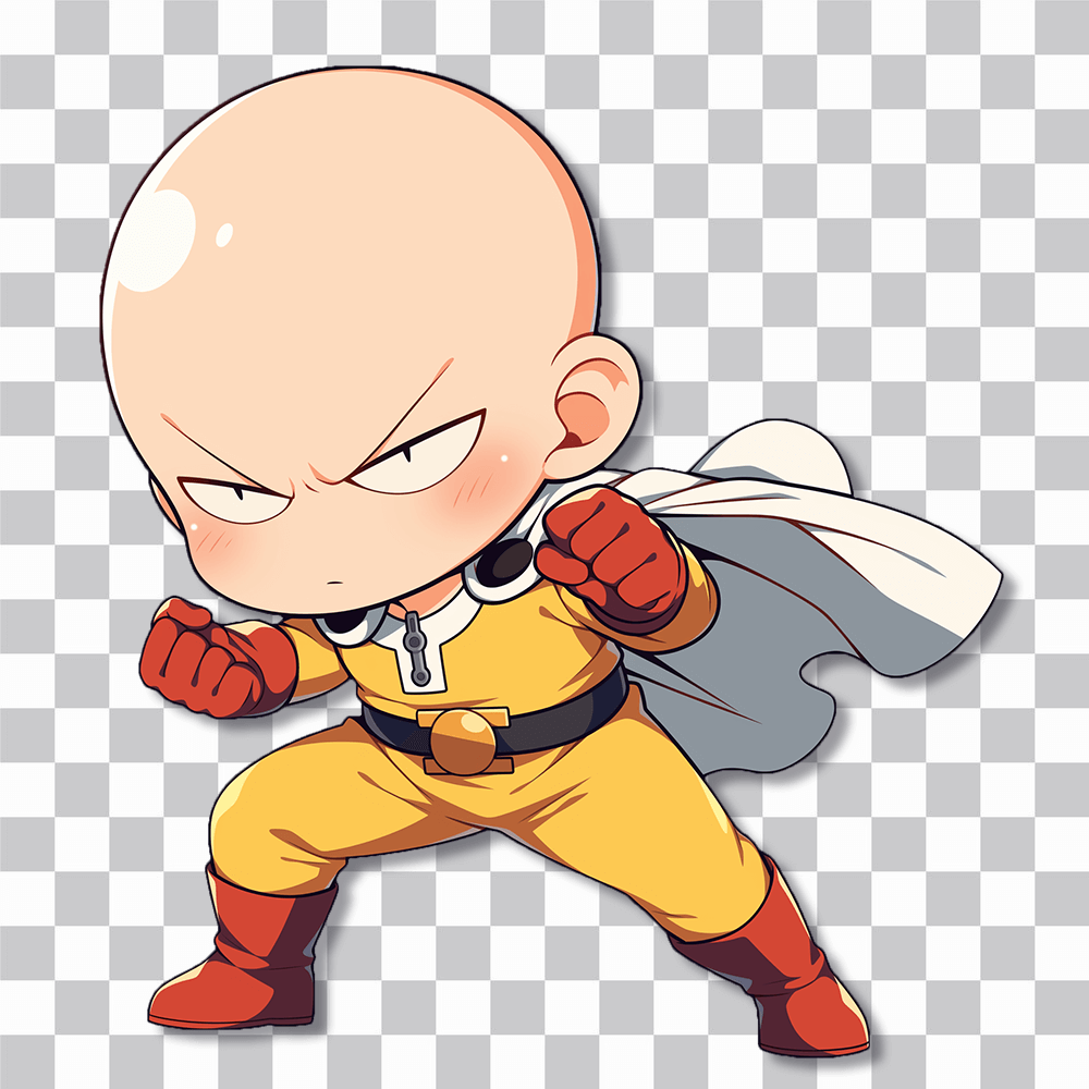 chibi saitama determined stance sticker cover