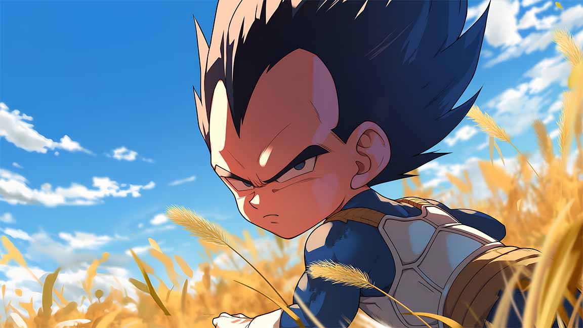 chibi vegeta angry wheat field desktop wallpaper cover