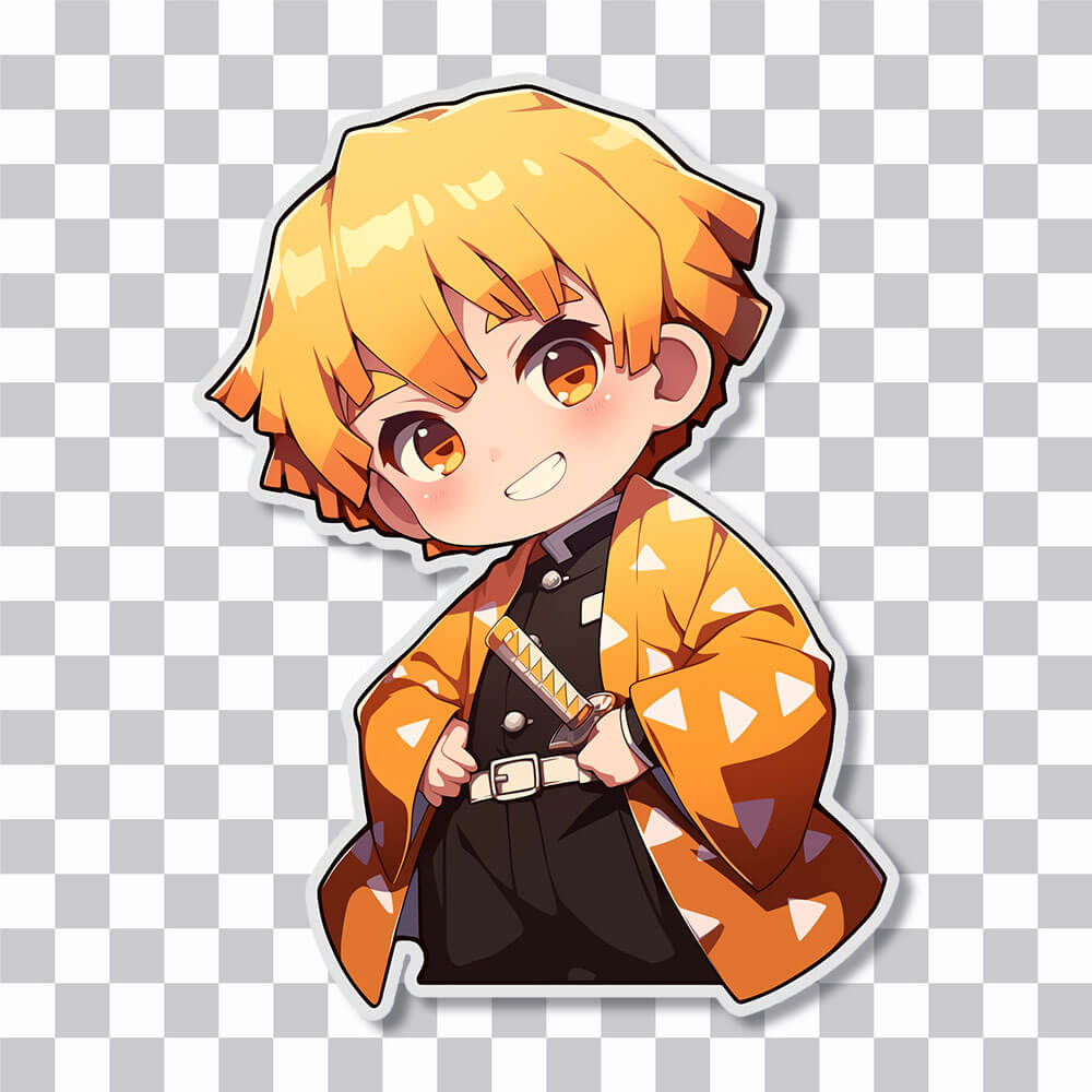 chibi zenitsu agatsuma happy pose sticker cover