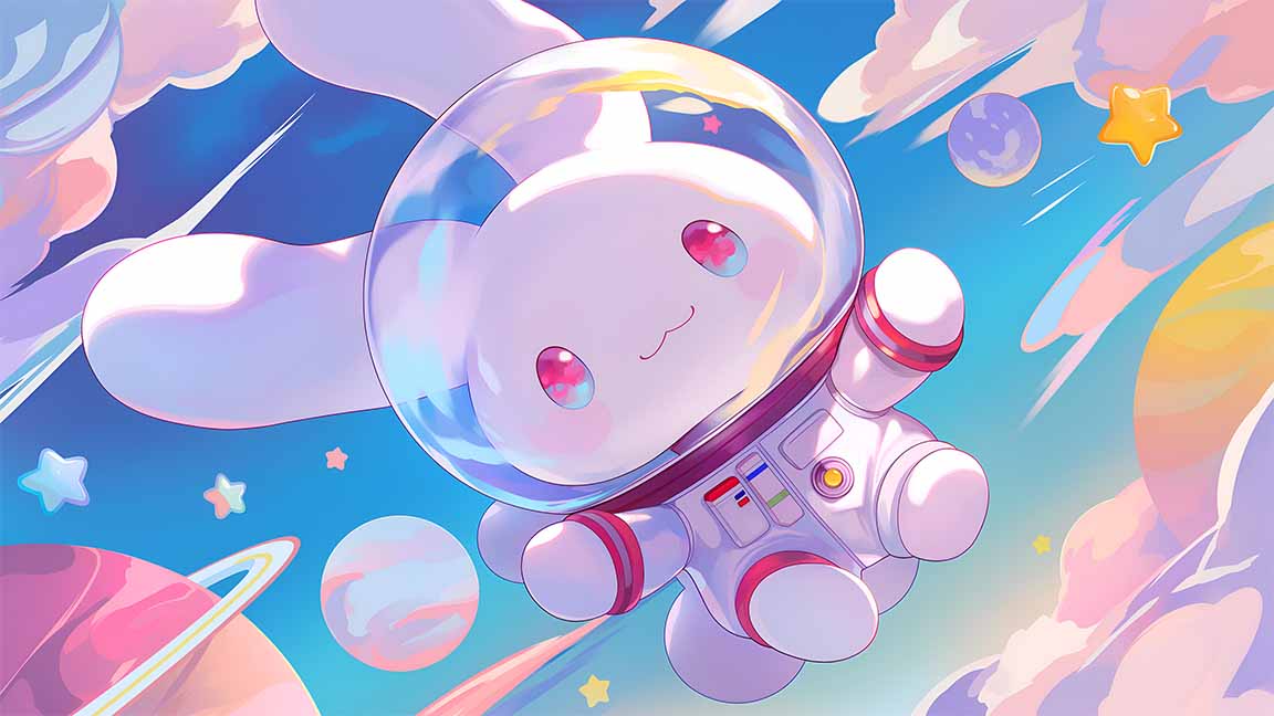 cinnamoroll space adventure pastel desktop wallpaper cover