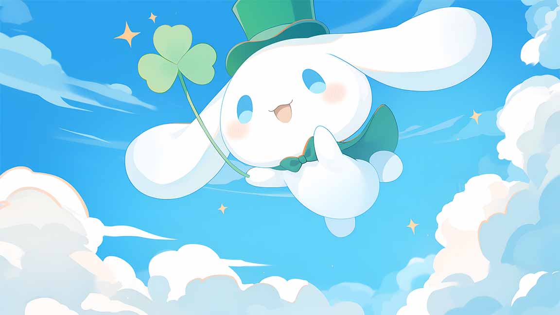 cinnamoroll st patricks hat cute clouds desktop wallpaper cover