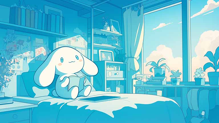 cute cinnamoroll book window desktop wallpaper cover