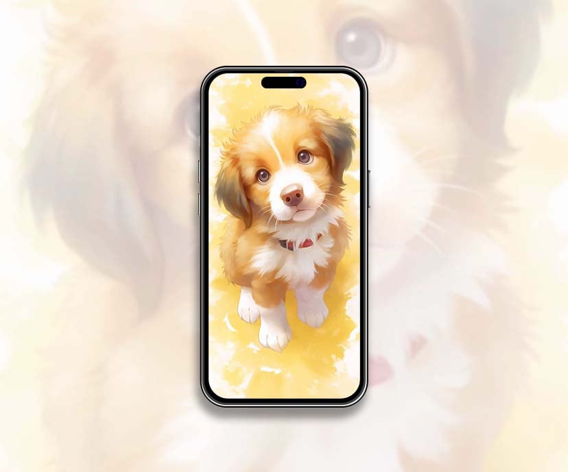 cute golden puppy pencil drawing style wallpapers collection