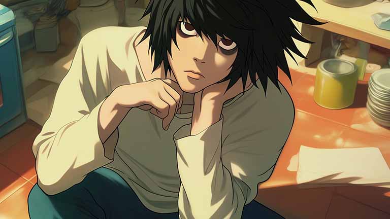 death note l thinking kitchen desktop wallpaper cover