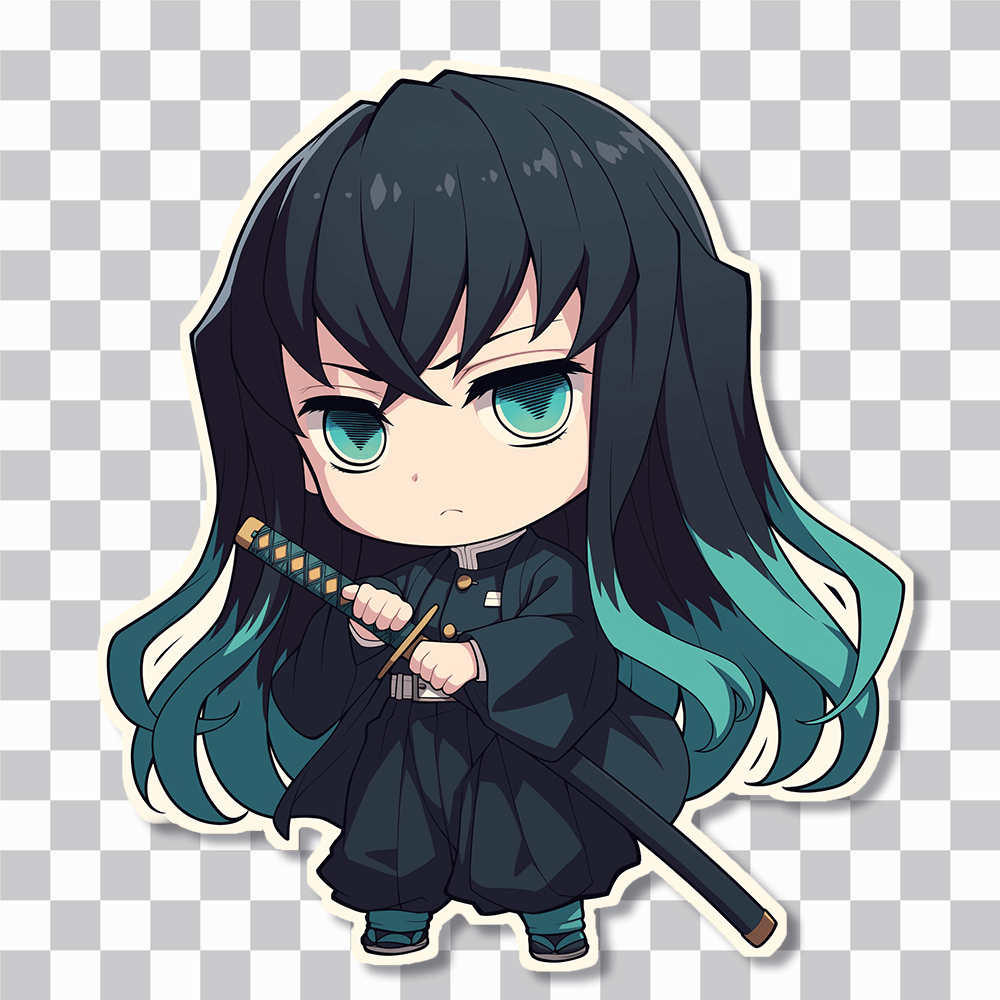 demon slayer chibi muichiro calm sticker cover