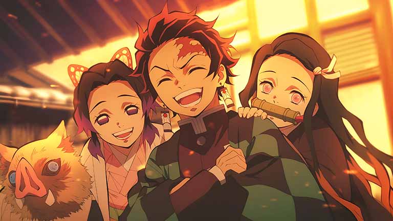 demon slayer group happy desktop wallpaper cover
