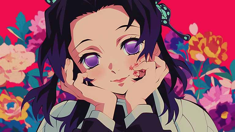 demon slayer shinobu kocho gentle smile desktop wallpaper cover