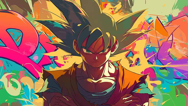 dragon ball z goku graffiti art desktop wallpaper cover