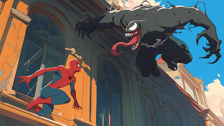 epic battle spider man venom desktop wallpaper cover