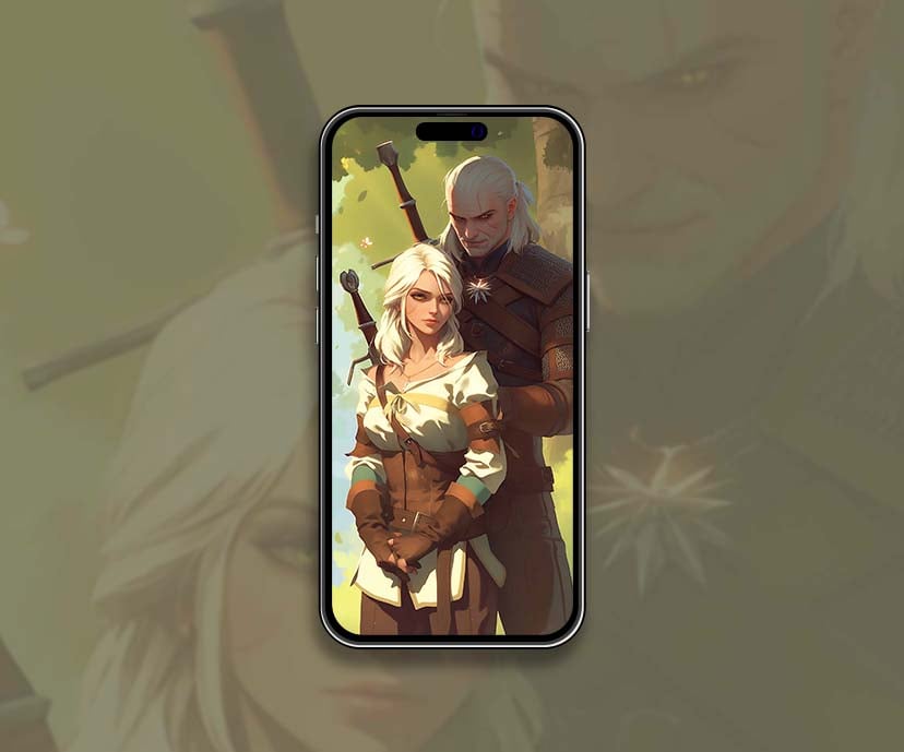 epic witcher ciri and geralt forest scene wallpapers collection