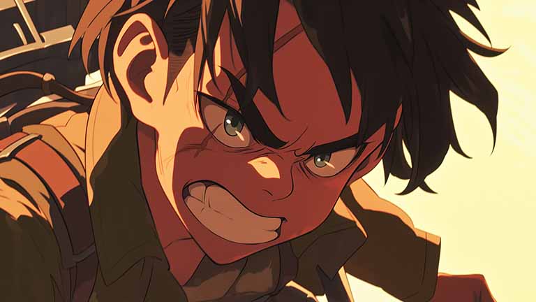eren yeager furious expression desktop wallpaper cover