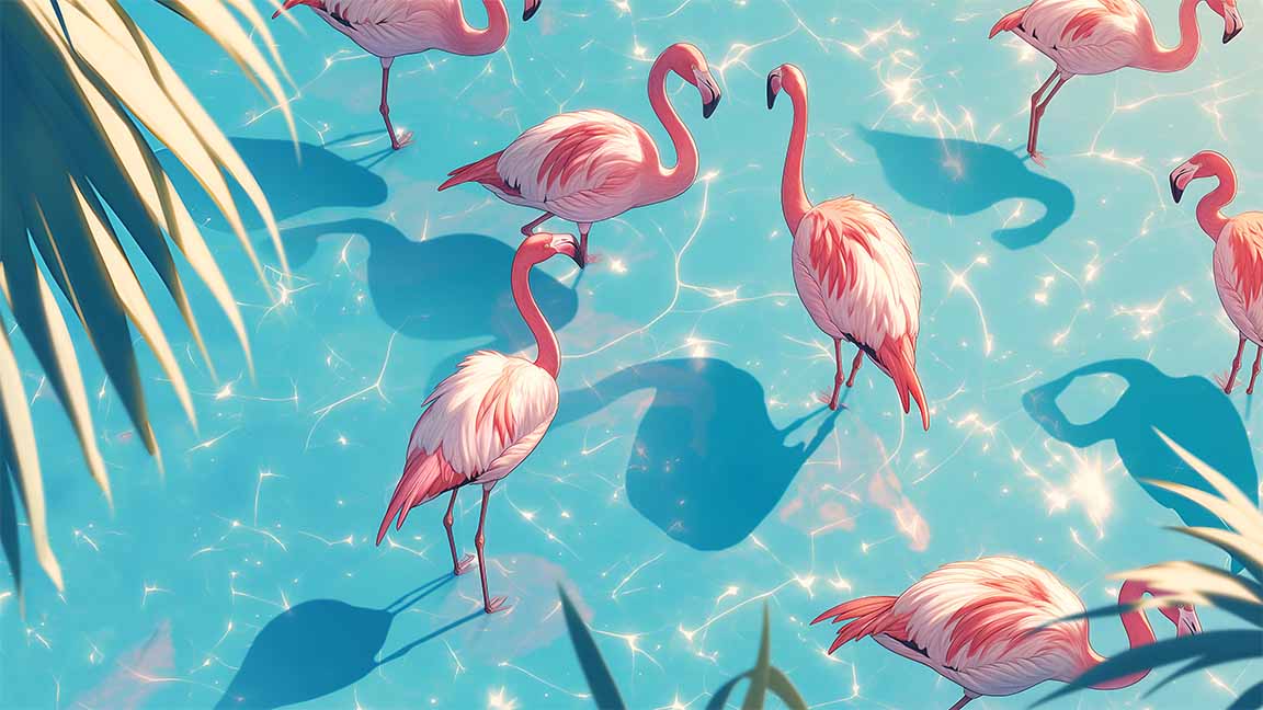 flamingo pink tropical water glow desktop wallpaper cover