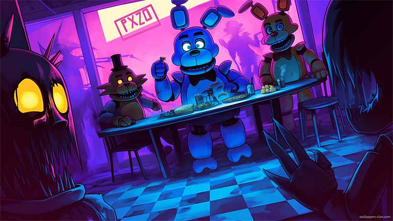 fnaf creepy dinner scene desktop wallpaper cover