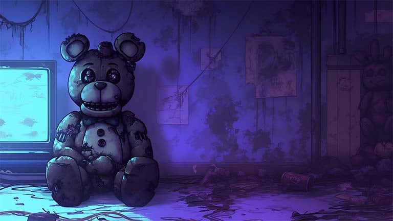fnaf creepy teddy horror game desktop wallpaper cover